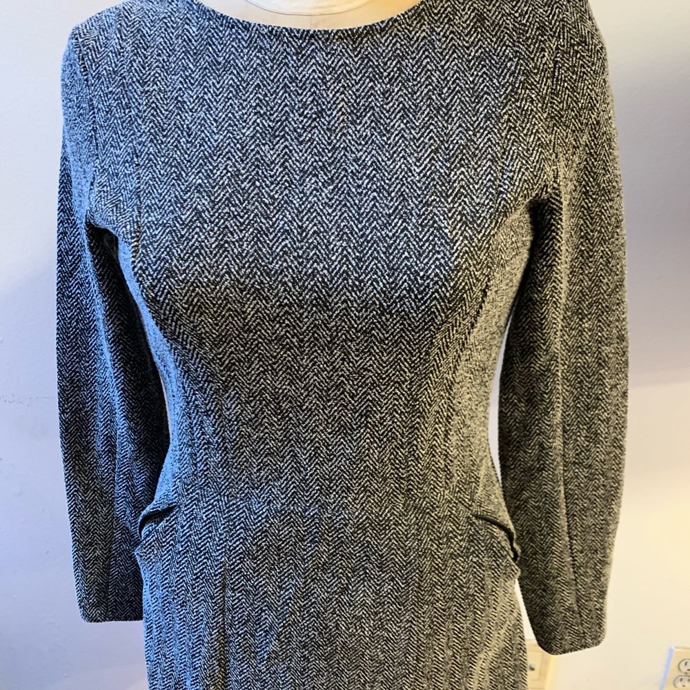 H&M grey tweed long sleeve dress w/ pockets, 12